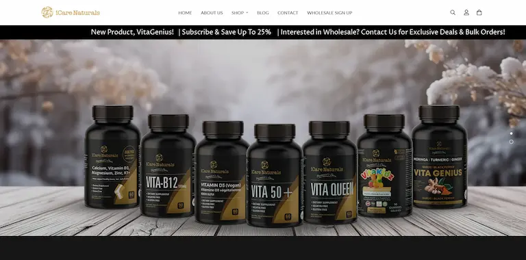 ICARE Naturals Shopify ecommerce design