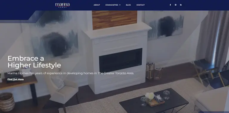 Luxury real estate website design for Marina Homes