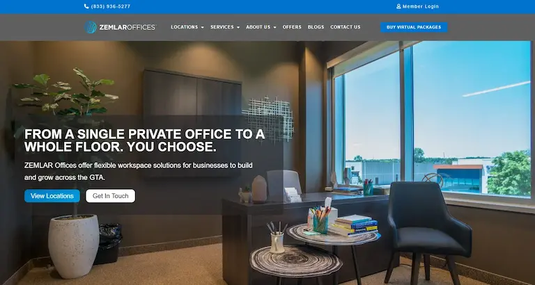 Zemlar flexible workspace site UX